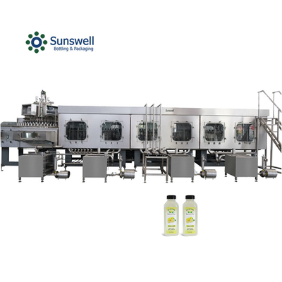 High Speed Fruit Juice Filling Machine Sanitizer Spoelen van Fruit Chunk Peristaltisch Gewichten Flessen Afdichten Monoblock