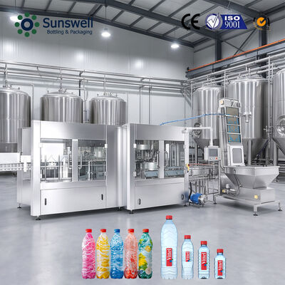 Automatische 24000BPH 500 ml zuivere water flessen productielijn spoelen vul capping eenheid
